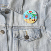 Kerstfeest op het strand ronde button 5,7 cm (In situ)