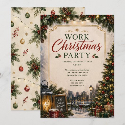 Kerstfeest op het werk kaart (Voorkant / Achterkant)