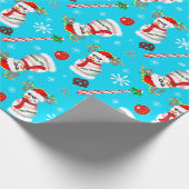 Kerstfeest op honkbal Snowman Cadeaupapier (Hoek)