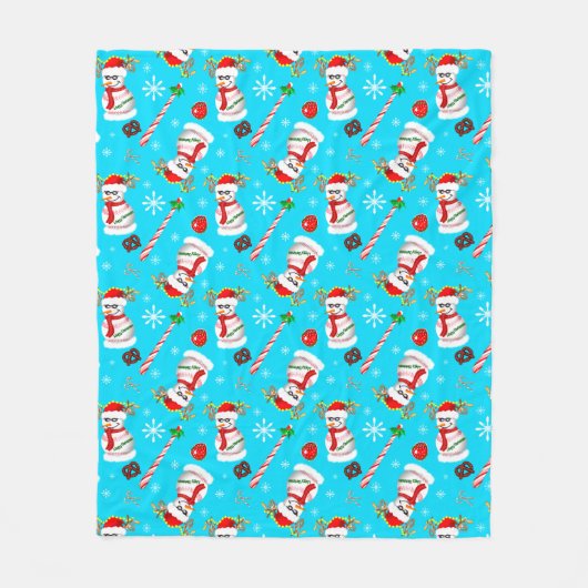 Kerstfeest op honkbal Snowman Fleece Deken (Voorkant)