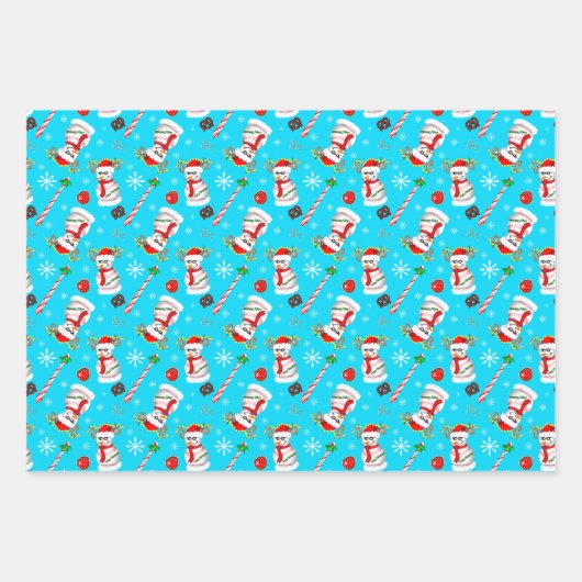Kerstfeest op honkbal Snowman Inpakpapier Vel (Voorkant 3)