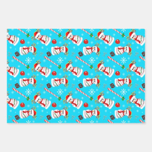 Kerstfeest op honkbal Snowman Inpakpapier Vel (Voorkant)