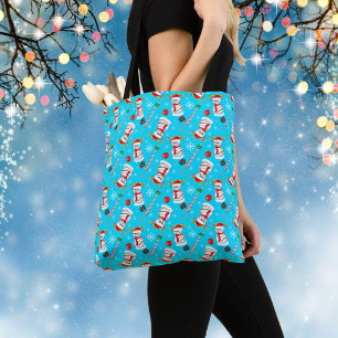 Kerstfeest op honkbal Snowman Tote Bag