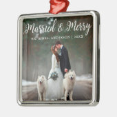 Kerstfeest op huwelijksfeest metalen ornament (Links)