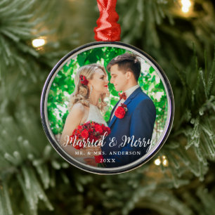 Kerstfeest op huwelijksfeest W Metalen Ornament