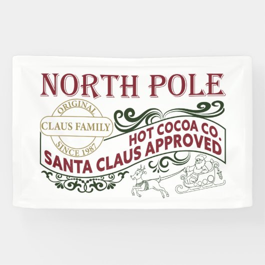 Kerstfeest op Noordpool Hot Cocaca Spandoek (Horizontaal)