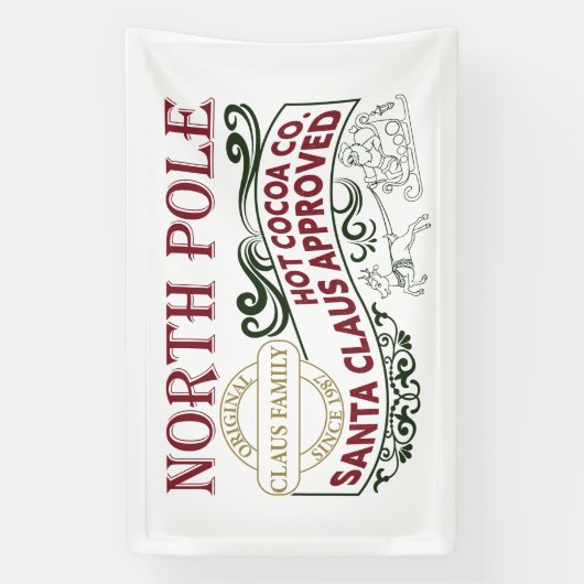 Kerstfeest op Noordpool Hot Cocaca Spandoek (Verticaal)