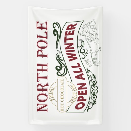 Kerstfeest op Noordpool Hot Cocaca Spandoek (Verticaal)