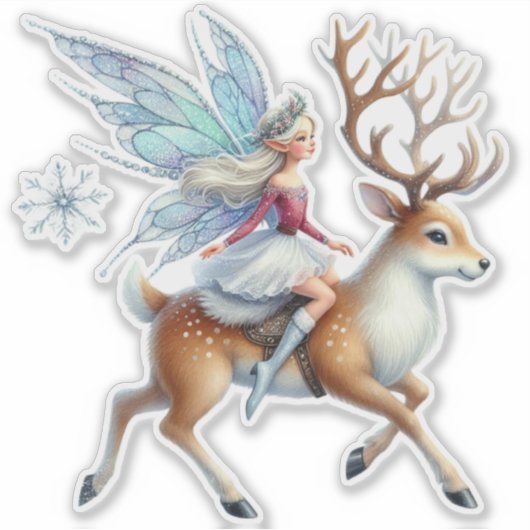 Kerstfeest op rendieren sticker (Voorkant)