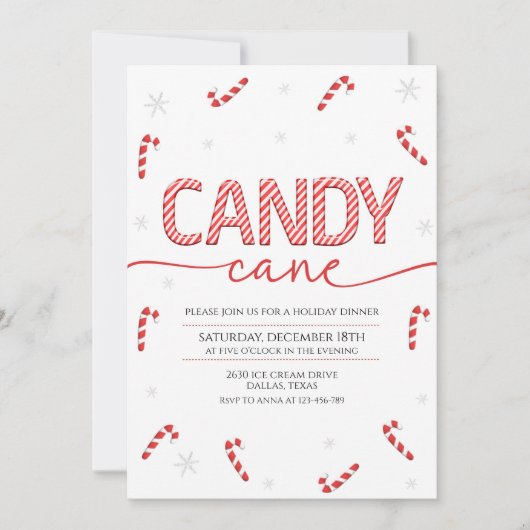 kerstfeest op snoepsuikerriet kaart (Voorkant)