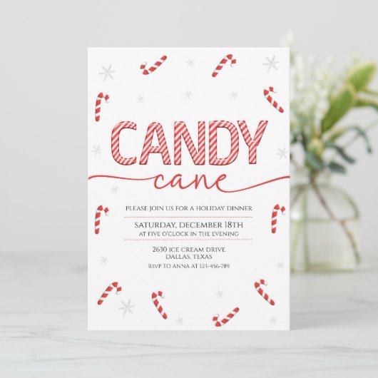 kerstfeest op snoepsuikerriet kaart (Staand voorkant)