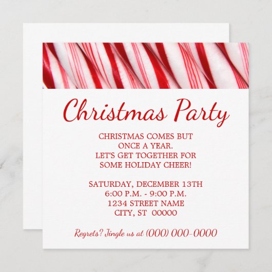 kerstfeest op snoepsuikerriet kaart (Voorkant / Achterkant)