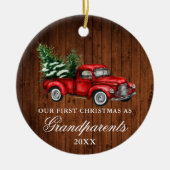 kerstfeest op Truck Wood kleinouders Keramisch Ornament (Voorkant)