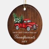  kerstfeest op Truck Wood kleinouders Keramisch Ornament (Links)