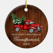  kerstfeest op Truck Wood kleinouders Keramisch Ornament (Achterkant)