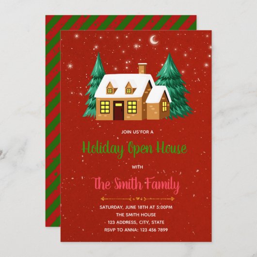 Kerstfeest open huis uitnodiging (Voorkant / Achterkant)