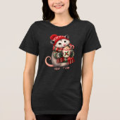 Kerstfeest Opossum Tri-Blend Shirt (Voorkant)