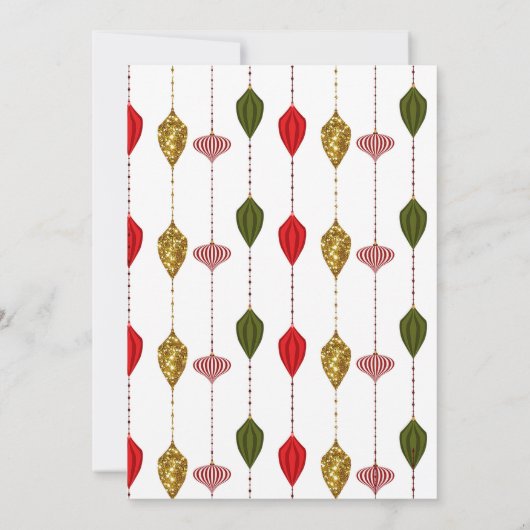 Kerstfeest Ornamenten & Poinsettia Kaart (Achterkant)