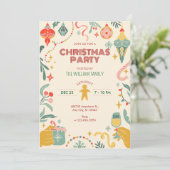 Kerstfeest ornamenten uitnodiging (Staand voorkant)