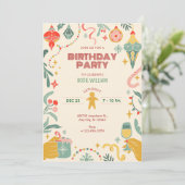 Kerstfeest ornamenten Uitnodiging (Staand voorkant)