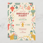 Kerstfeest ornamenten Uitnodiging (Voorkant / Achterkant)