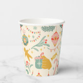 Kerstfeest ornamenten uitnodiging papieren bekers (Achterkant)