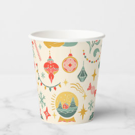 Kerstfeest ornamenten uitnodiging papieren bekers