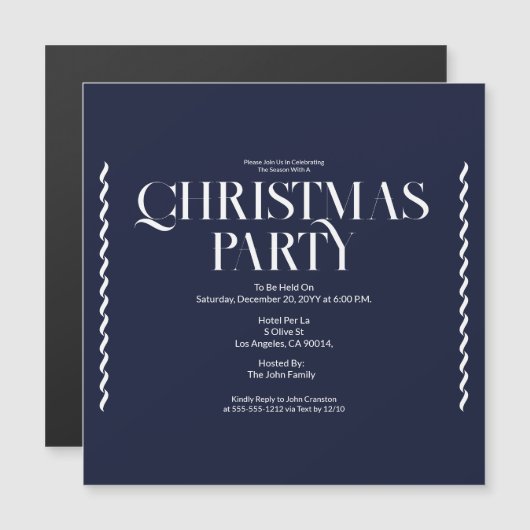 Kerstfeest Oud-Elegante blauwe Uitnodiging (Voorkant / Achterkant)