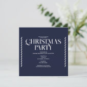 Kerstfeest Oud-Elegante blauwe Uitnodiging (Staand voorkant)