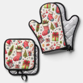Kerstfeest Ovenwant & Pannenlap Set (Voorkant / Achterkant)