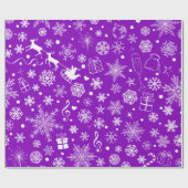 Kerstfeest Paars Violet Holiday Thema Patroon Cadeaupapier (Vlak)