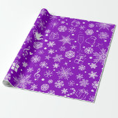 Kerstfeest Paars Violet Holiday Thema Patroon Cadeaupapier (Uitgerold)