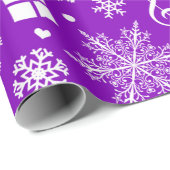 Kerstfeest Paars Violet Holiday Thema Patroon Cadeaupapier (Rol Hoek)