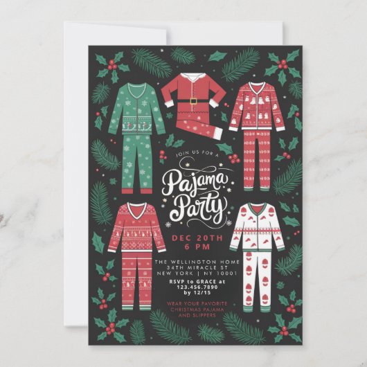 Kerstfeest Pajama Feest Pajama Party Kaart (Voorkant)