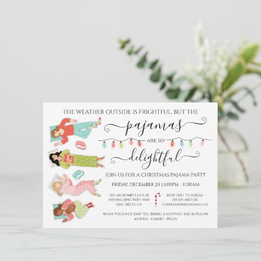 Kerstfeest Pajama Kaart (Staand voorkant)