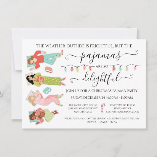 Kerstfeest Pajama Kaart (Voorkant)