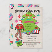 Kerstfeest Pajama met kerstman en geschenken Kaart (Voorkant / Achterkant)