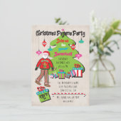 Kerstfeest Pajama met kerstman en geschenken Kaart (Staand voorkant)