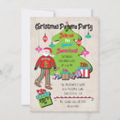 Kerstfeest Pajama met kerstman en geschenken Kaart (Voorkant)