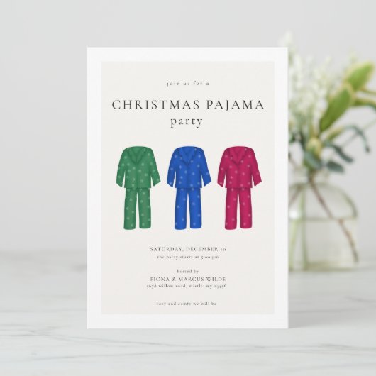 Kerstfeest Pajama Partij nodigt uit | PJ Holiday P Kaart (Staand voorkant)