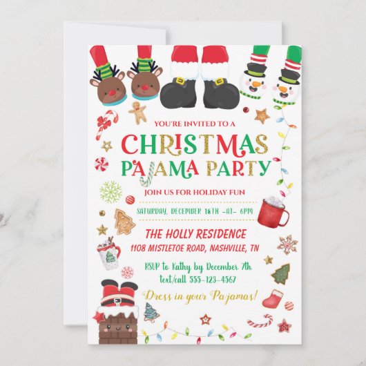 Kerstfeest Pajama Slumber Kaart (Voorkant)