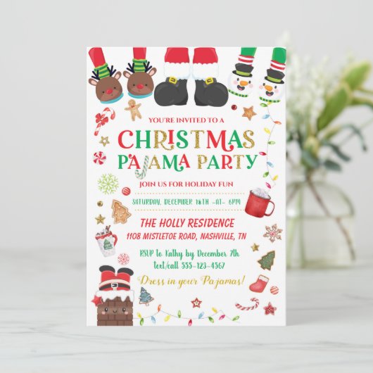 Kerstfeest Pajama Slumber Kaart (Staand voorkant)