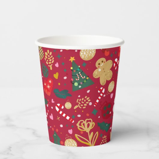 kerstfeest papieren bekers (Achterkant)