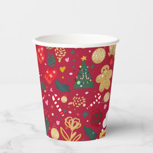 kerstfeest papieren bekers (Voorkant)