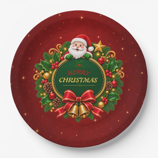 Kerstfeest Papieren Borden Bewerkbaar Bordje (Voorkant)
