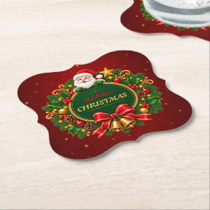 Kerstfeest Papieren Coaster Bewerkbaar Kartonnen Onderzetters