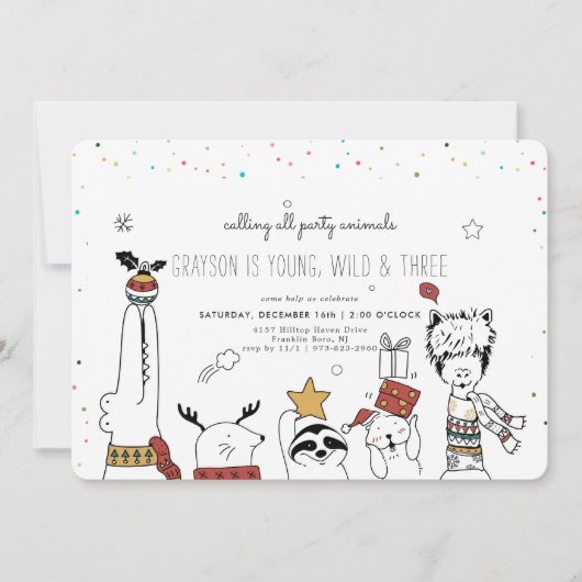 Kerstfeest Party Animal Uitnodiging (Voorkant)