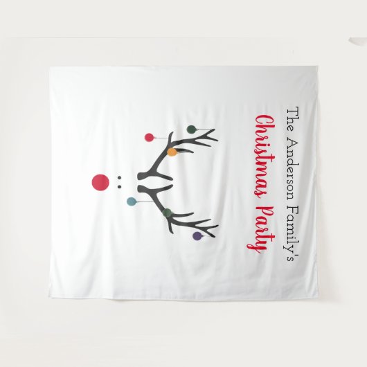 Kerstfeest party rendier wit minimalistisch grappi wandkleed (Voorkant (horizontaal))