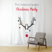 Kerstfeest party rendier wit minimalistisch grappi wandkleed (In situ)