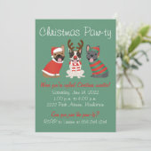 Kerstfeest Pawty Franse Bulldogs Kaart (Staand voorkant)